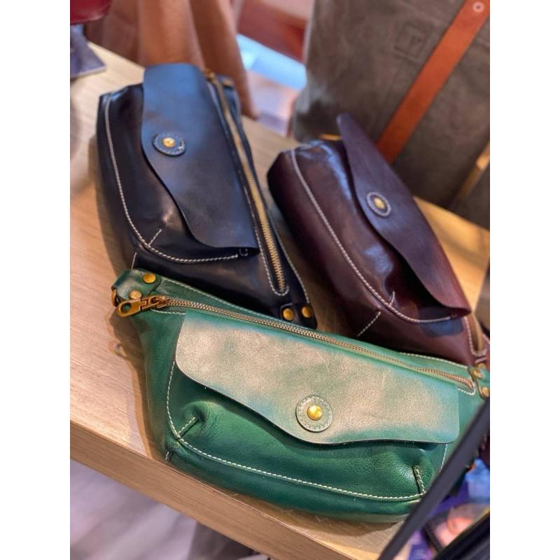 🔥 現貨【🇰🇷 Tanned】|韓國 2story前面磁扣口袋帶斜背胸包👜正韓 真皮系列 牛皮皮革 手機包 腰包 胸包-細節圖2