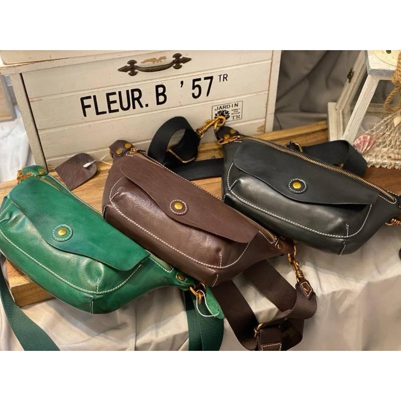 🔥 現貨【🇰🇷 Tanned】|韓國 2story前面磁扣口袋帶斜背胸包👜正韓 真皮系列 牛皮皮革 手機包 腰包 胸包-細節圖3