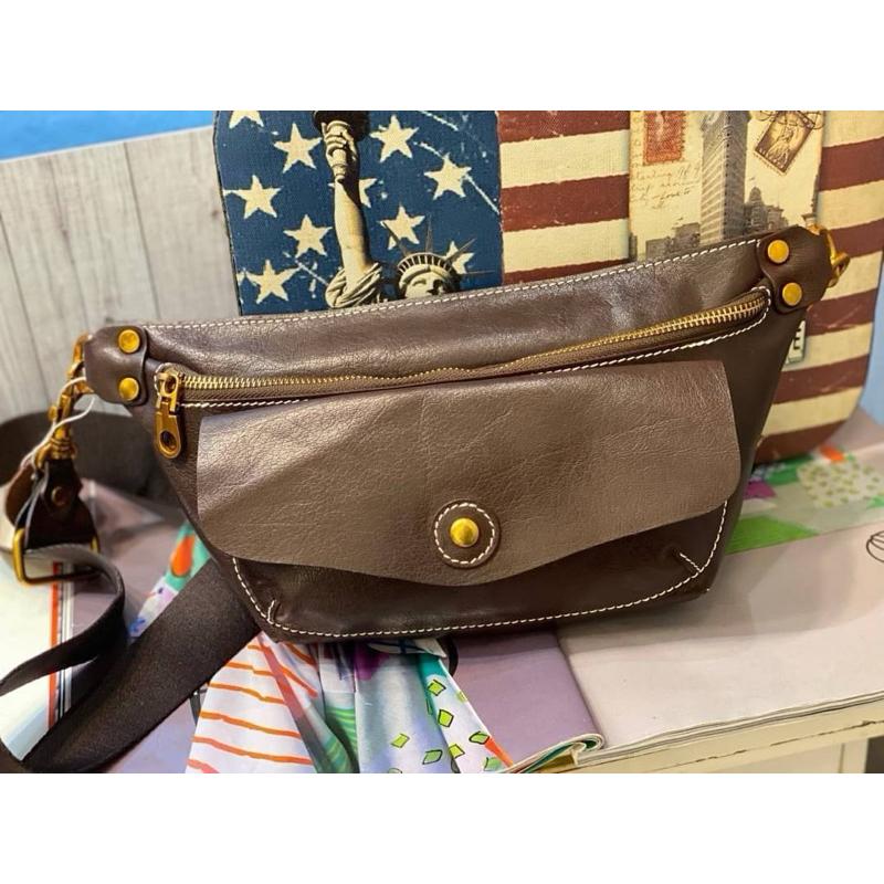 🔥 現貨【🇰🇷 Tanned】|韓國 2story前面磁扣口袋帶斜背胸包👜正韓 真皮系列 牛皮皮革 手機包 腰包 胸包-細節圖5