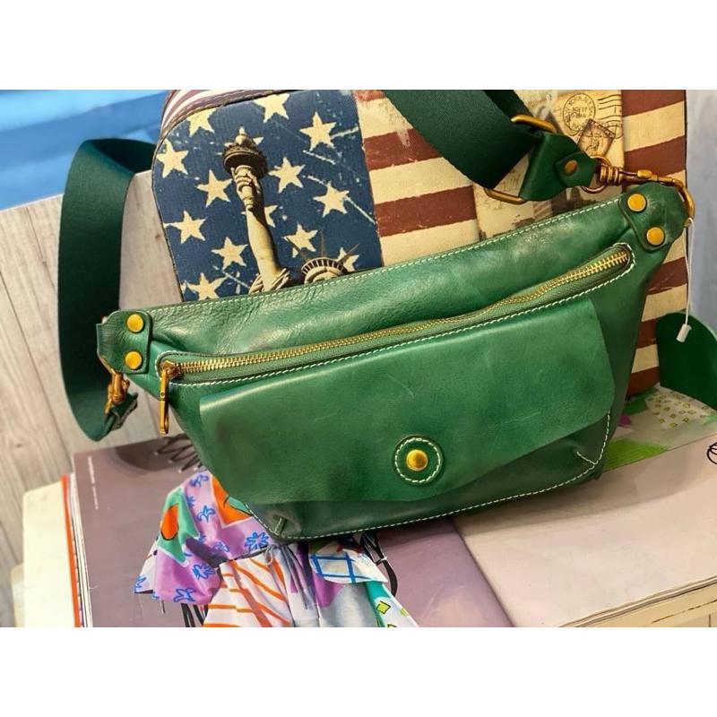 🔥 現貨【🇰🇷 Tanned】|韓國 2story前面磁扣口袋帶斜背胸包👜正韓 真皮系列 牛皮皮革 手機包 腰包 胸包-細節圖6