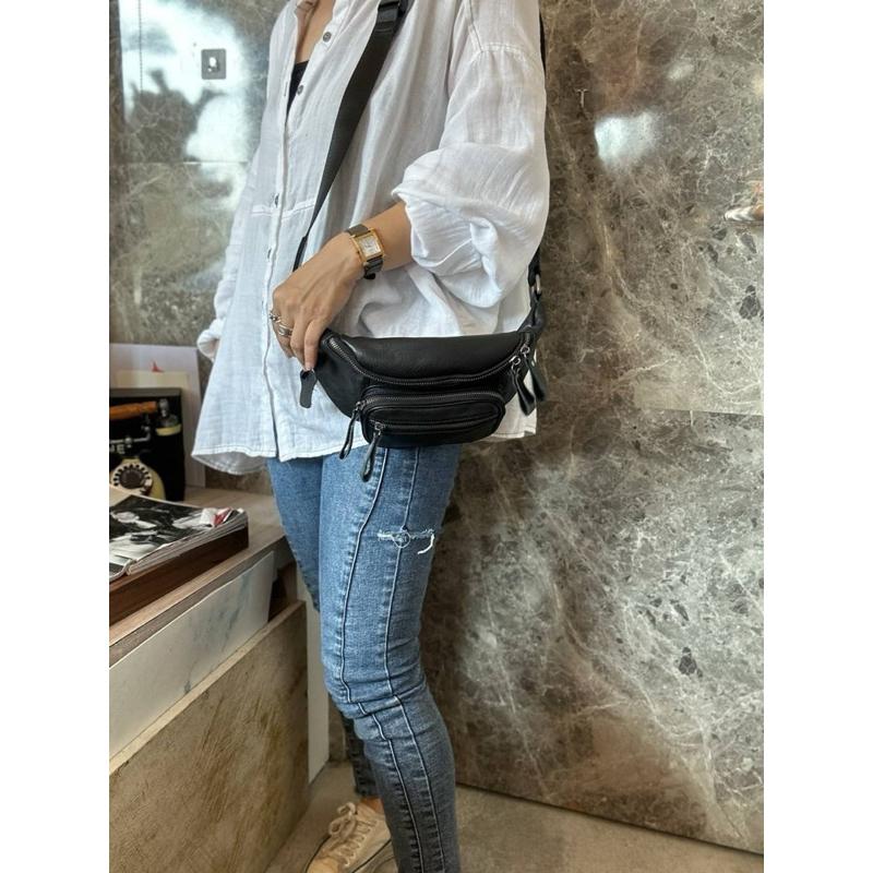 🔥 現貨【🇰🇷 Tanned】【保固】|韓國復古個性胸包👜正韓 真皮系列 牛皮皮革 側背包 隨身包 手機包-細節圖2