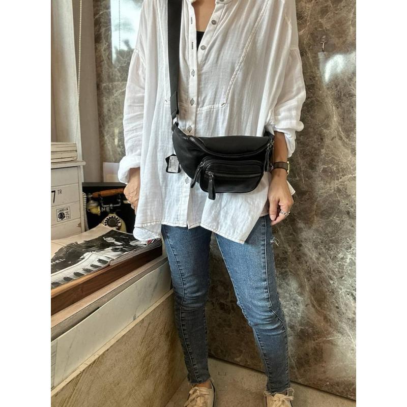 🔥 現貨【🇰🇷 Tanned】【保固】|韓國復古個性胸包👜正韓 真皮系列 牛皮皮革 側背包 隨身包 手機包-細節圖4