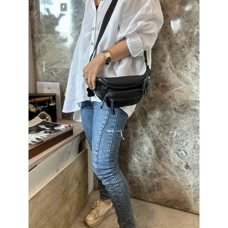 🔥 現貨【🇰🇷 Tanned】【保固】|韓國復古個性胸包👜正韓 真皮系列 牛皮皮革 側背包 隨身包 手機包-細節圖5