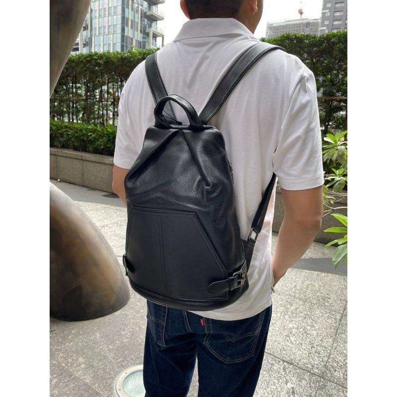 🔥 現貨【🇰🇷 Tanned】|韓國 牛皮防盜拉鍊後背包👜正韓 真皮系列 牛皮皮革 男友禮物 父親節禮物 斜背包-細節圖4