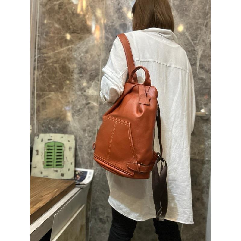 🔥 現貨【🇰🇷 Tanned】|韓國 牛皮防盜拉鍊後背包👜正韓 真皮系列 牛皮皮革 男友禮物 父親節禮物 斜背包-細節圖7