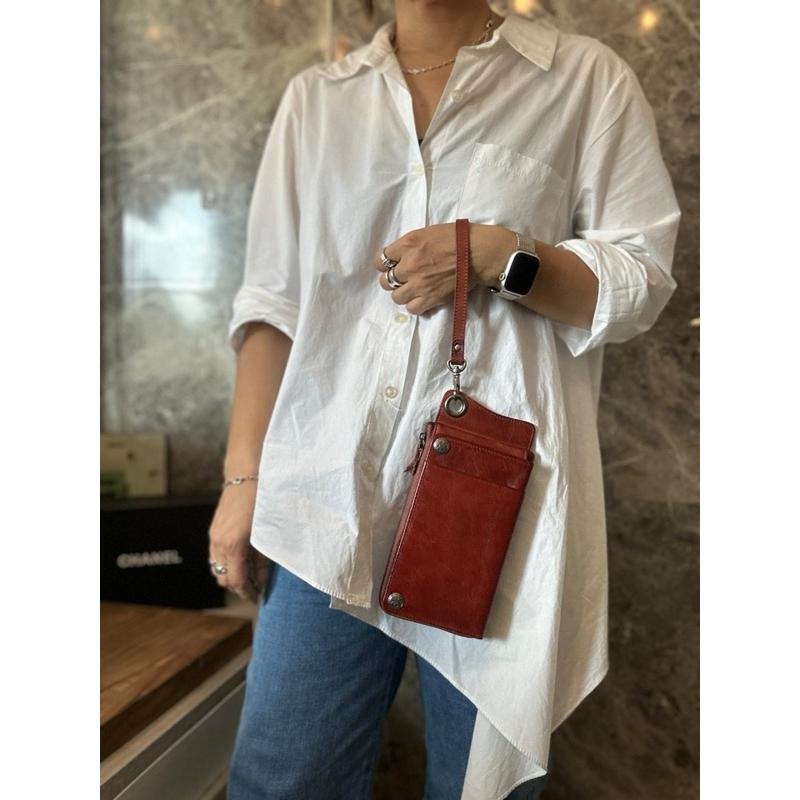 🔥 現貨【🇮🇹Tanned】|義大利 植鞣牛皮材質復古長假👜真皮系列 牛皮皮革 母親節禮物 週年禮物 手機包 長輩禮物-細節圖4