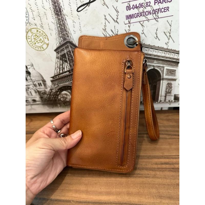 🔥 現貨【🇮🇹Tanned】|義大利 植鞣牛皮材質復古長假👜真皮系列 牛皮皮革 母親節禮物 週年禮物 手機包 長輩禮物-細節圖9