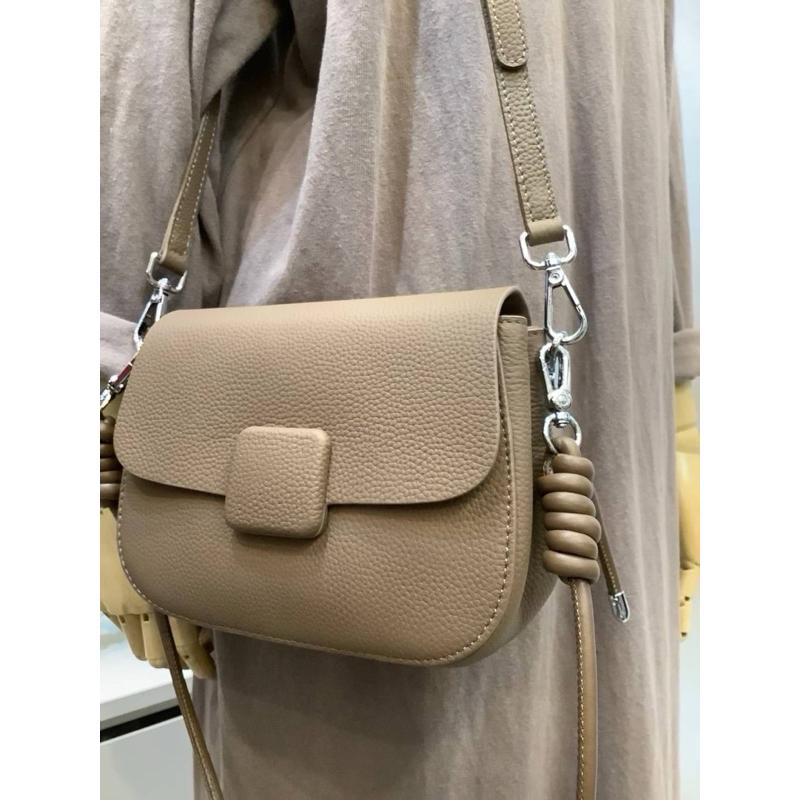 🔥 現貨【🇰🇷 Tanned】|韓國 牛皮蓋子多層斜背包👜正韓 真皮系列 牛皮皮革 化妝包 高品質穿搭包-細節圖8