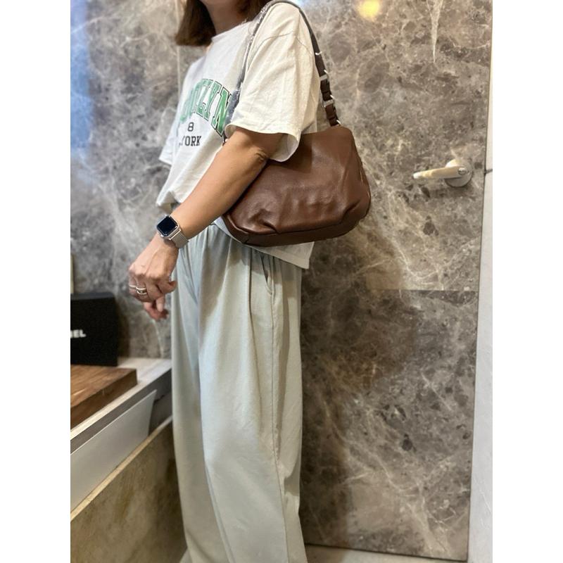 🔥 現貨【🇰🇷 Tanned】|韓國 雙層拉鍊牛皮側背包👜正韓 真皮系列 牛皮皮革 化妝包 母親節禮物 約會包 穿搭包-細節圖5