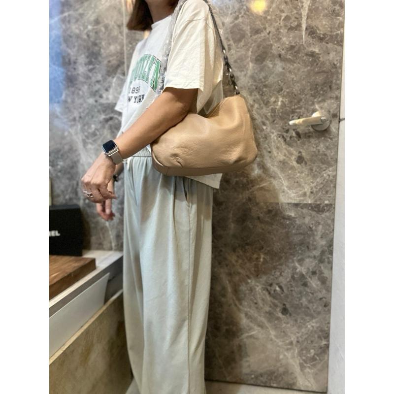 🔥 現貨【🇰🇷 Tanned】|韓國 雙層拉鍊牛皮側背包👜正韓 真皮系列 牛皮皮革 化妝包 母親節禮物 約會包 穿搭包-細節圖8