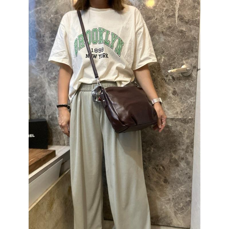 🔥 現貨【🇰🇷 Tanned】|韓國 雙層拉鍊牛皮側背包👜正韓 真皮系列 牛皮皮革 化妝包 母親節禮物 約會包 穿搭包-細節圖9