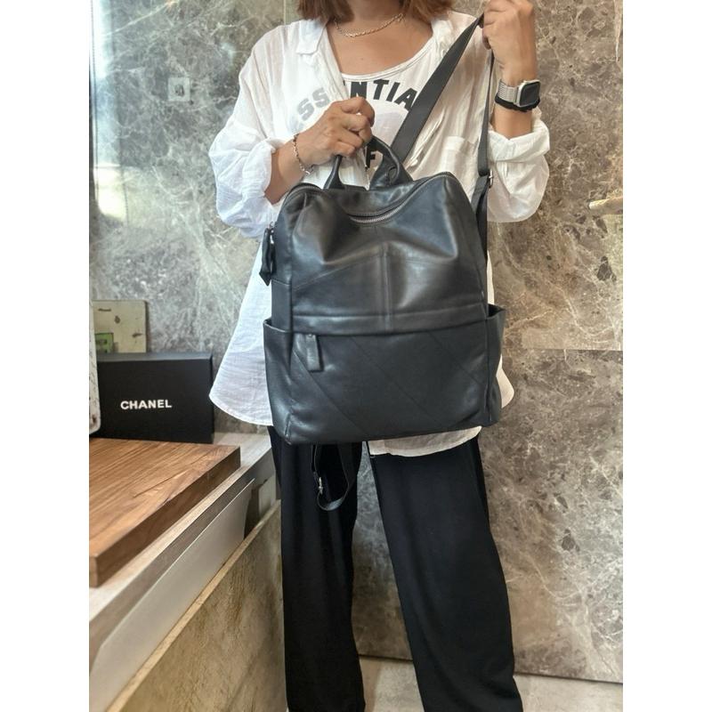 🔥 現貨【🇰🇷 Tanned】|韓國 牛皮ㄇ型型拉鍊後背包👜正韓 真皮系列 牛皮皮革 父親節禮物 男友禮物 週年禮物-細節圖5