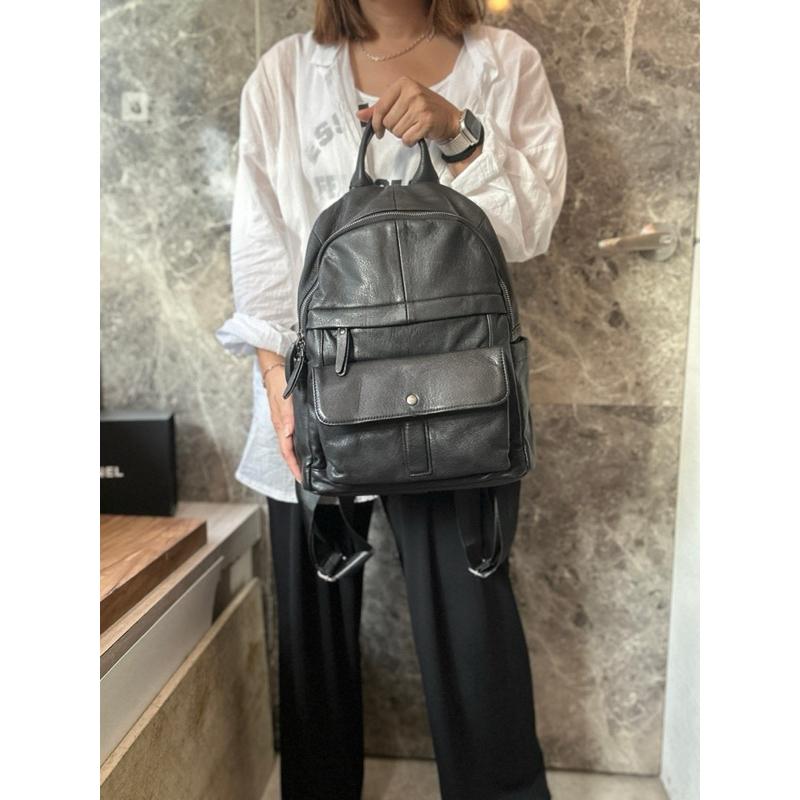 🔥 現貨【🇰🇷 Tanned】|韓國 牛皮前蓋子口袋拉鍊後背包👜正韓 真皮系列 牛皮皮革 父親節禮物 男友禮物 週年禮物-細節圖2