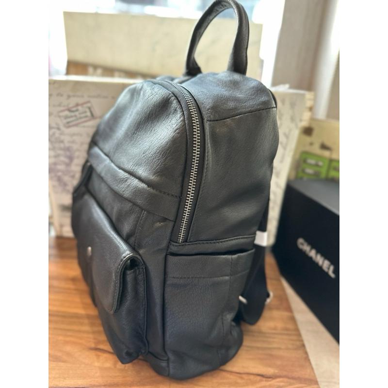 🔥 現貨【🇰🇷 Tanned】|韓國 牛皮前蓋子口袋拉鍊後背包👜正韓 真皮系列 牛皮皮革 父親節禮物 男友禮物 週年禮物-細節圖8