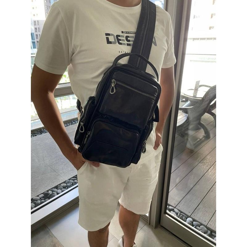 🔥 現貨【🇰🇷 Tanned】|韓國 頭層牛皮多功能胸包/後背包👜正韓 真皮系列 牛皮皮革 父親節禮物 生日禮物 發財包-細節圖2
