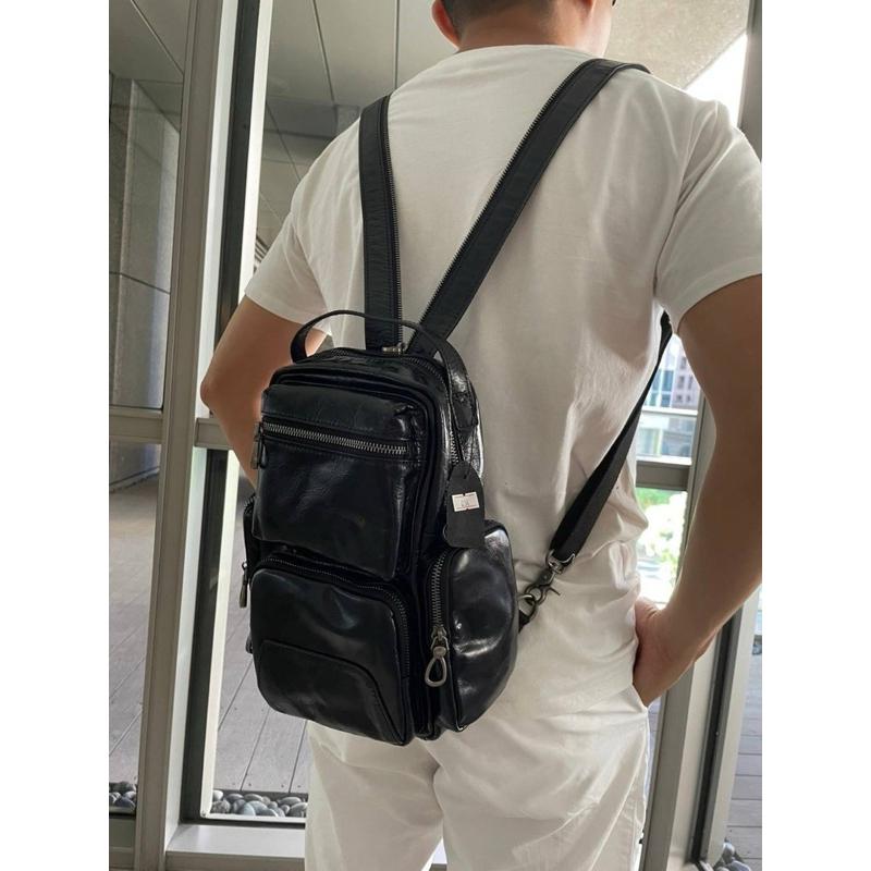 🔥 現貨【🇰🇷 Tanned】|韓國 頭層牛皮多功能胸包/後背包👜正韓 真皮系列 牛皮皮革 父親節禮物 生日禮物 發財包-細節圖4
