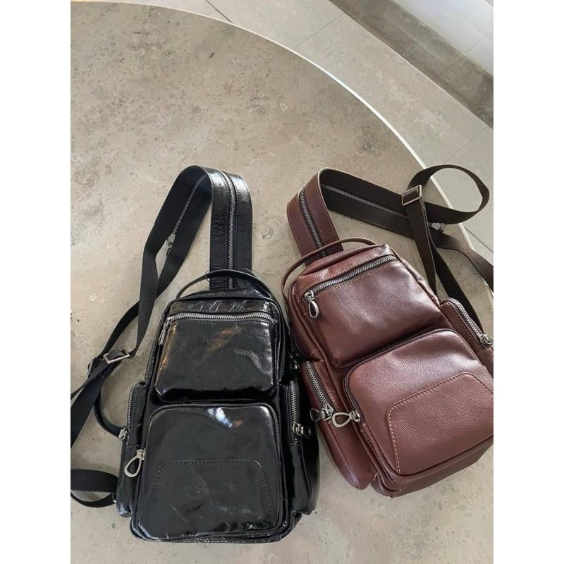 🔥 現貨【🇰🇷 Tanned】|韓國 頭層牛皮多功能胸包/後背包👜正韓 真皮系列 牛皮皮革 父親節禮物 生日禮物 發財包-細節圖9