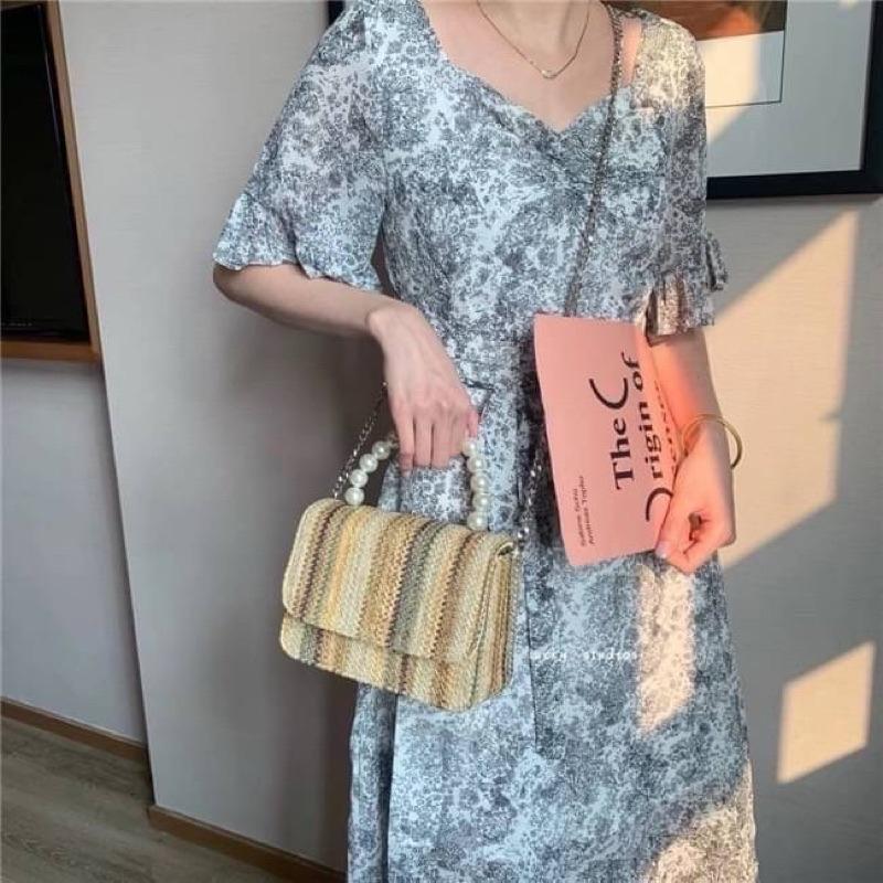 🔥 現貨【🇰🇷 Tanned】|韓國 珍珠提把草編手提包👜正韓 海灘包 編織包 音樂祭包 s2o包-細節圖3