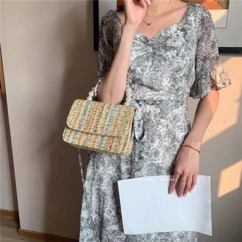 🔥 現貨【🇰🇷 Tanned】|韓國 珍珠提把草編手提包👜正韓 海灘包 編織包 音樂祭包 s2o包-細節圖5