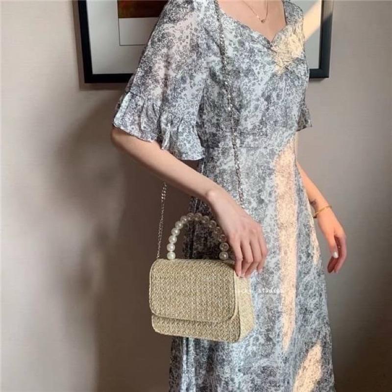 🔥 現貨【🇰🇷 Tanned】|韓國 珍珠提把草編手提包👜正韓 海灘包 編織包 音樂祭包 s2o包-細節圖6