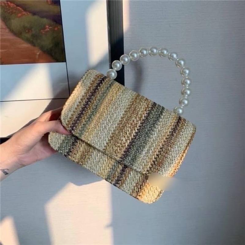 🔥 現貨【🇰🇷 Tanned】|韓國 珍珠提把草編手提包👜正韓 海灘包 編織包 音樂祭包 s2o包-細節圖7