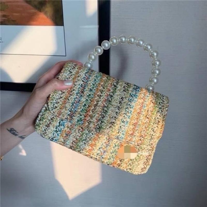 🔥 現貨【🇰🇷 Tanned】|韓國 珍珠提把草編手提包👜正韓 海灘包 編織包 音樂祭包 s2o包-細節圖8