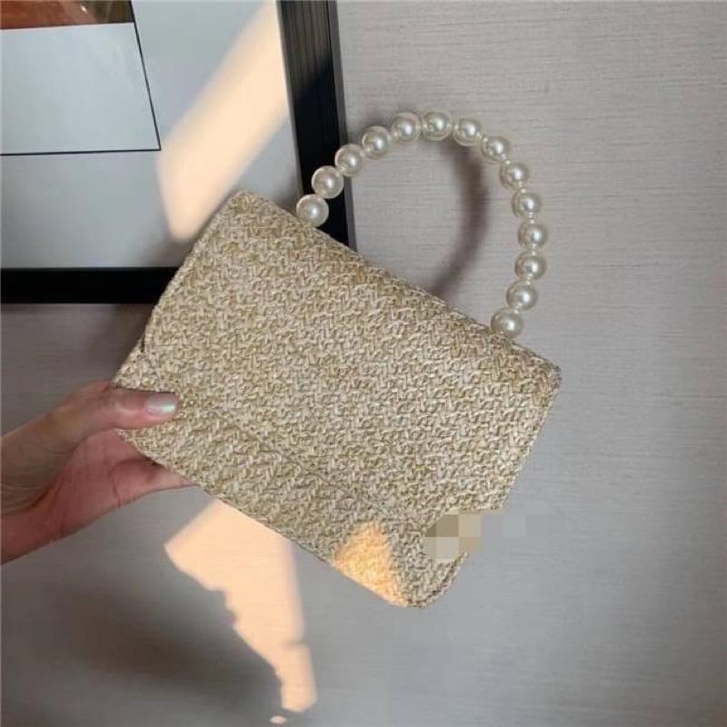 🔥 現貨【🇰🇷 Tanned】|韓國 珍珠提把草編手提包👜正韓 海灘包 編織包 音樂祭包 s2o包-細節圖9