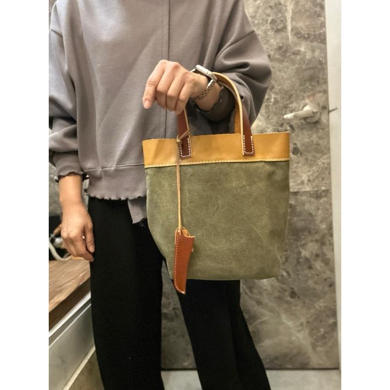 🔥 現貨【🇰🇷 Tanned】|韓國 2story手提水洗帆布布配牛皮手提包👜正韓 真皮系列 牛皮皮革 復古包 水洗包-細節圖6