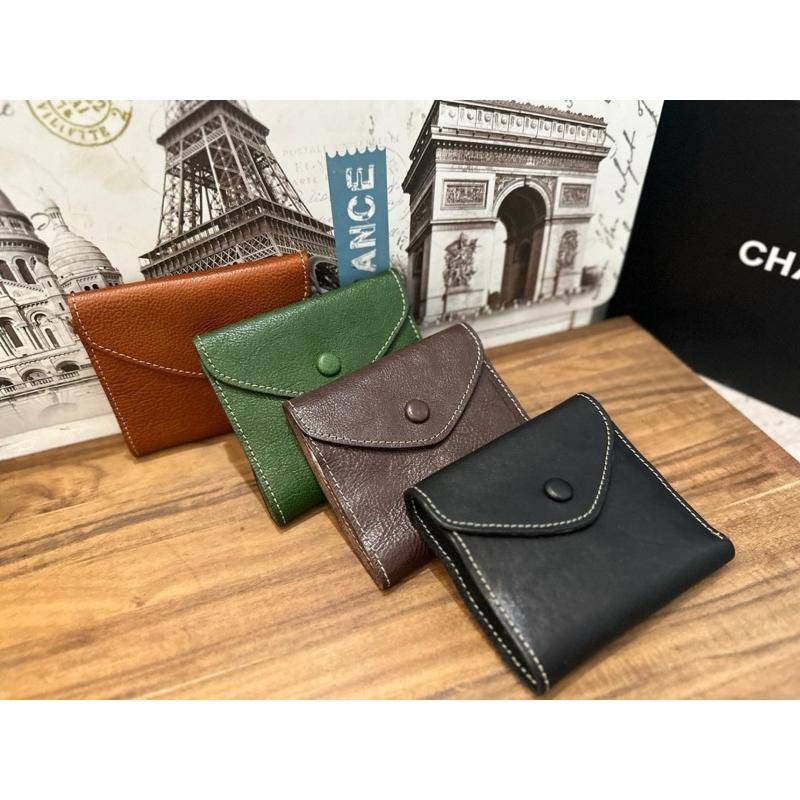 🔥 現貨【🇰🇷 Tanned】|韓國 2story 簡約信封扣子短夾👜正韓 真皮系列 牛皮皮革 零錢包 復古包 高質感包-細節圖2