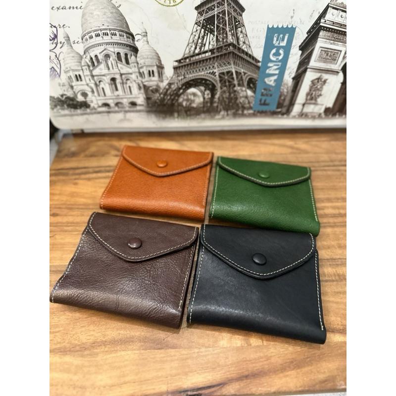 🔥 現貨【🇰🇷 Tanned】|韓國 2story 簡約信封扣子短夾👜正韓 真皮系列 牛皮皮革 零錢包 復古包 高質感包-細節圖4