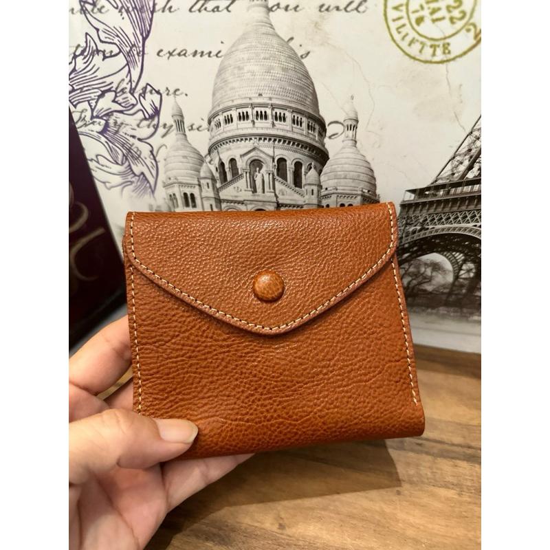 🔥 現貨【🇰🇷 Tanned】|韓國 2story 簡約信封扣子短夾👜正韓 真皮系列 牛皮皮革 零錢包 復古包 高質感包-細節圖7