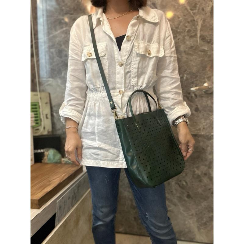 🔥 現貨【🇰🇷 Tanned】|韓國 樹羔牛皮刻圓洞洞手提托特斜背包👜正韓 真皮系列 牛皮皮革 東大門連線 音樂祭包包-細節圖8