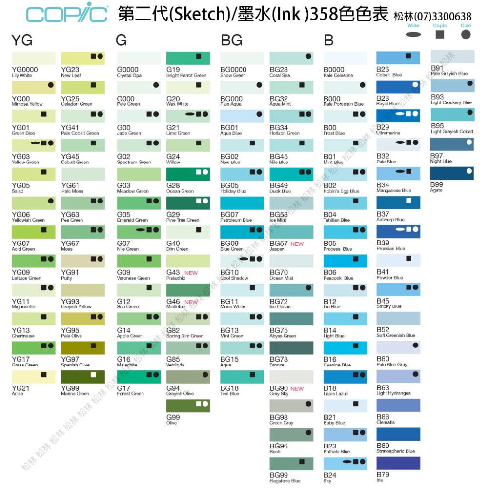 松林 COPIC墨水 綠色(G)系列日本Copic麥克筆補充墨水 酒精墨水藝術畫酒精畫 12/25CC COPICink-細節圖4