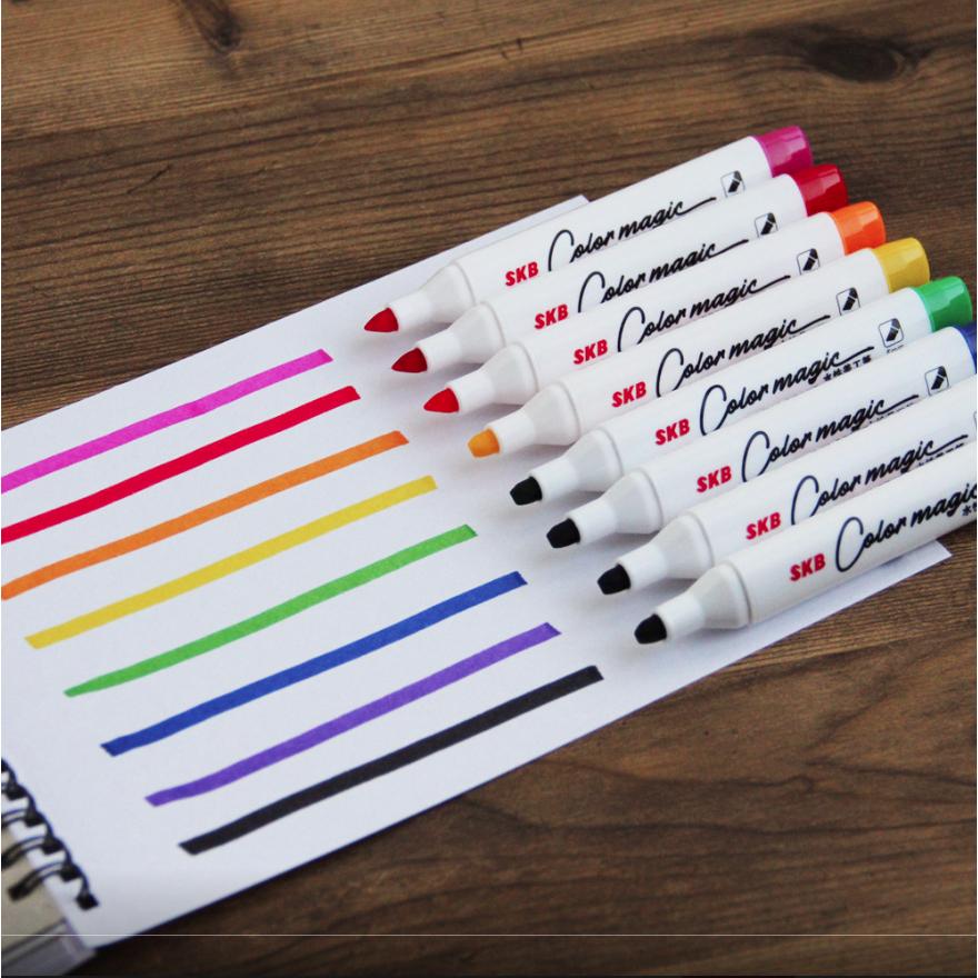 松林-SKB 水性美工筆8色組/MK-255/5mm/斜頭/黑、紅、柑、綠、紫、黃、藍、桃-細節圖2