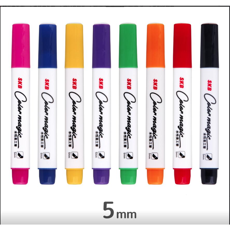 松林-SKB 水性美工筆8色組/MK-255/5mm/斜頭/黑、紅、柑、綠、紫、黃、藍、桃-細節圖3