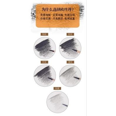 松林 歐絲丹 OUSIDIN 專業炭精筆 碳精筆 特硬/硬炭/中炭/軟炭/特軟/14B啞光/16B特濃效果 7種軟硬度-細節圖3