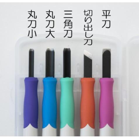 松林_SAKURA 高級雕刻刀5入 EHT-5G 平口 三角 斜口 小圓小U  大圓大U-細節圖3