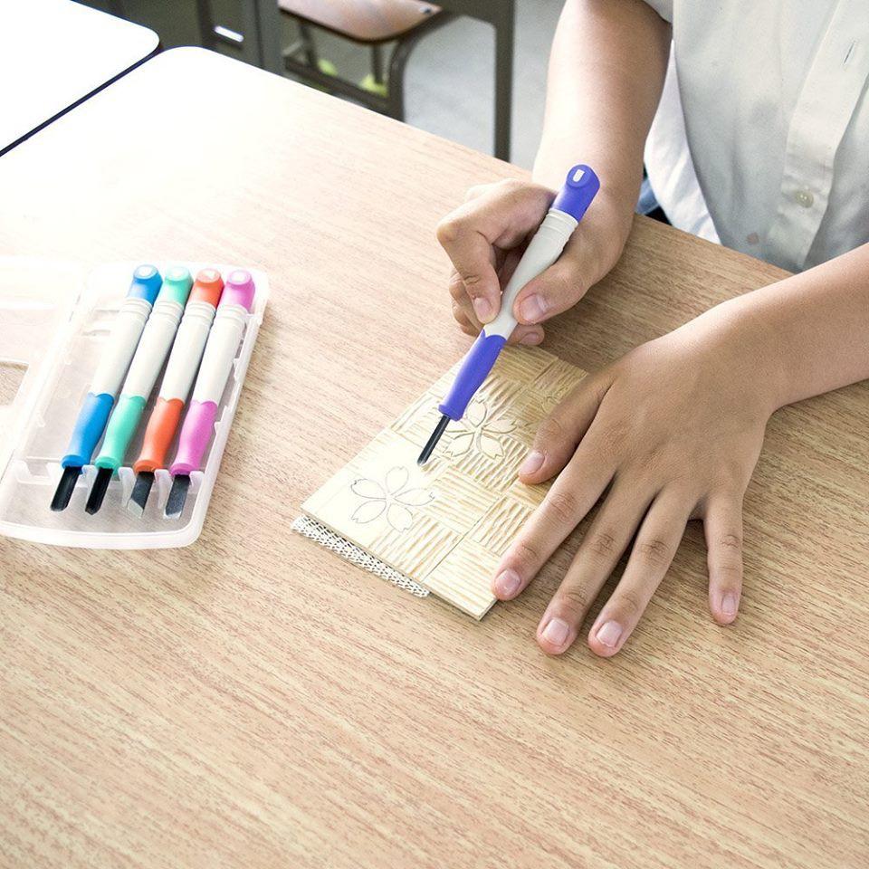 松林_SAKURA 高級雕刻刀5入 EHT-5G 平口 三角 斜口 小圓小U  大圓大U-細節圖4