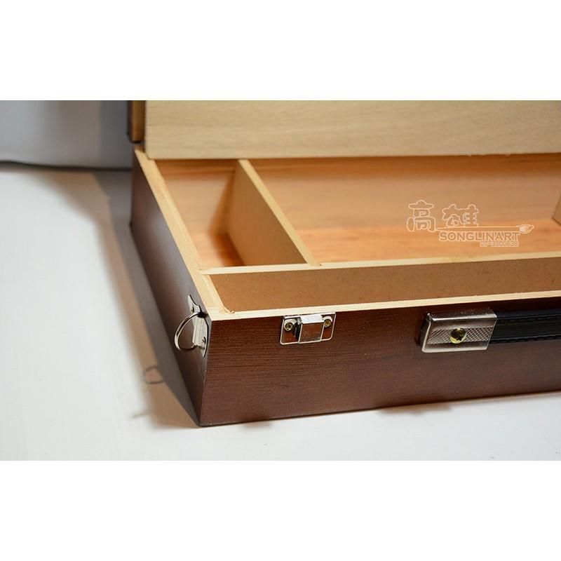 松林_小 畫箱 中型 銀扣 棕色 44×22.5×10 CM 附肩帶-微瑕疵出清售完不補-細節圖3