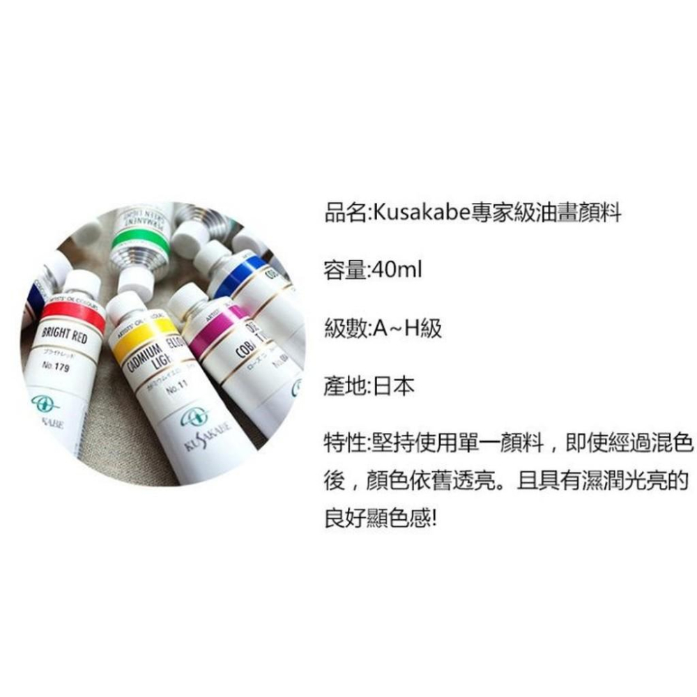 日本KUSAKABE日下部專家級油畫顏料40ml-級數H 售價為單色價格-細節圖2