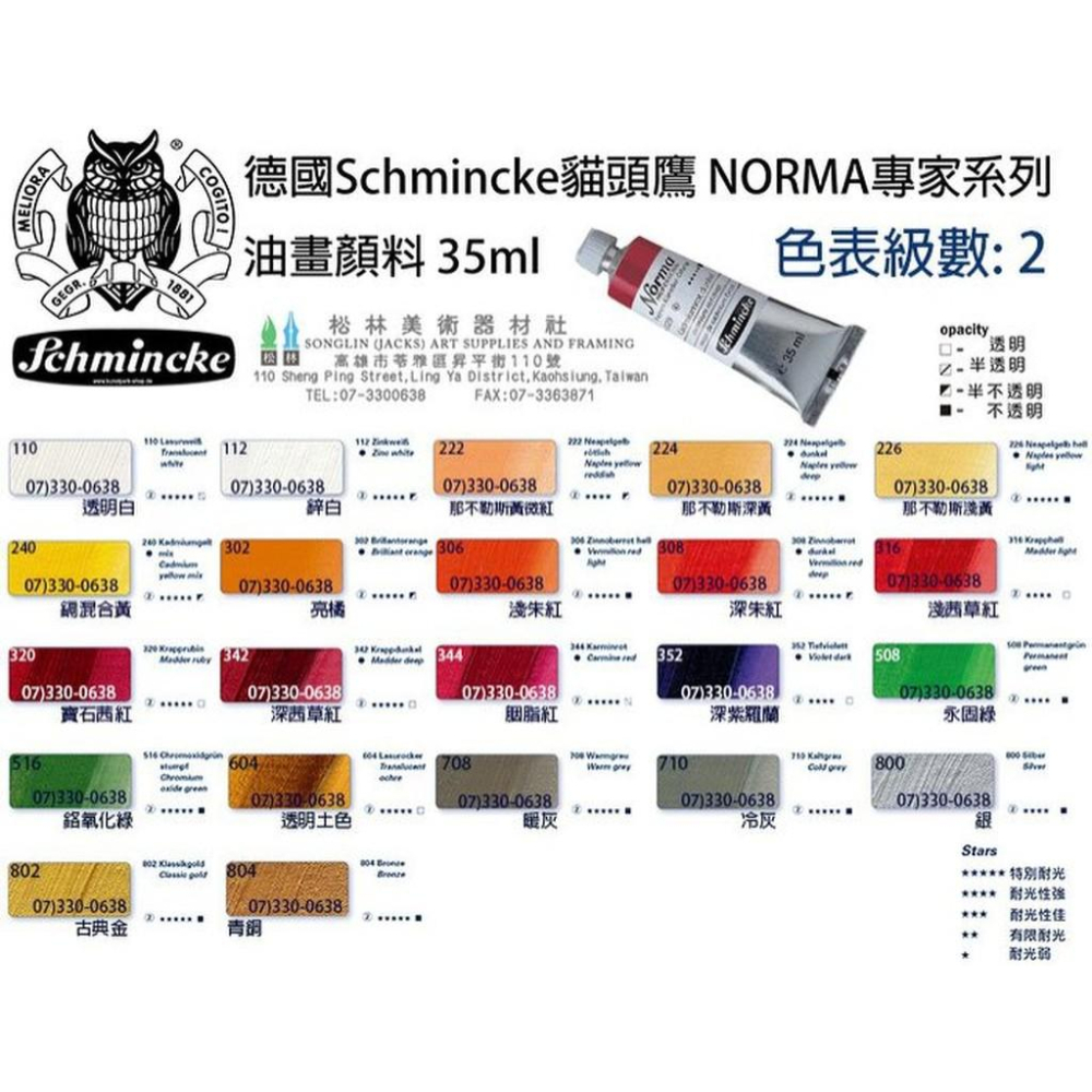 Schmincke德國貓頭鷹NORMA專家級油畫顏料35ml-級數2 售價為單色價格-細節圖3