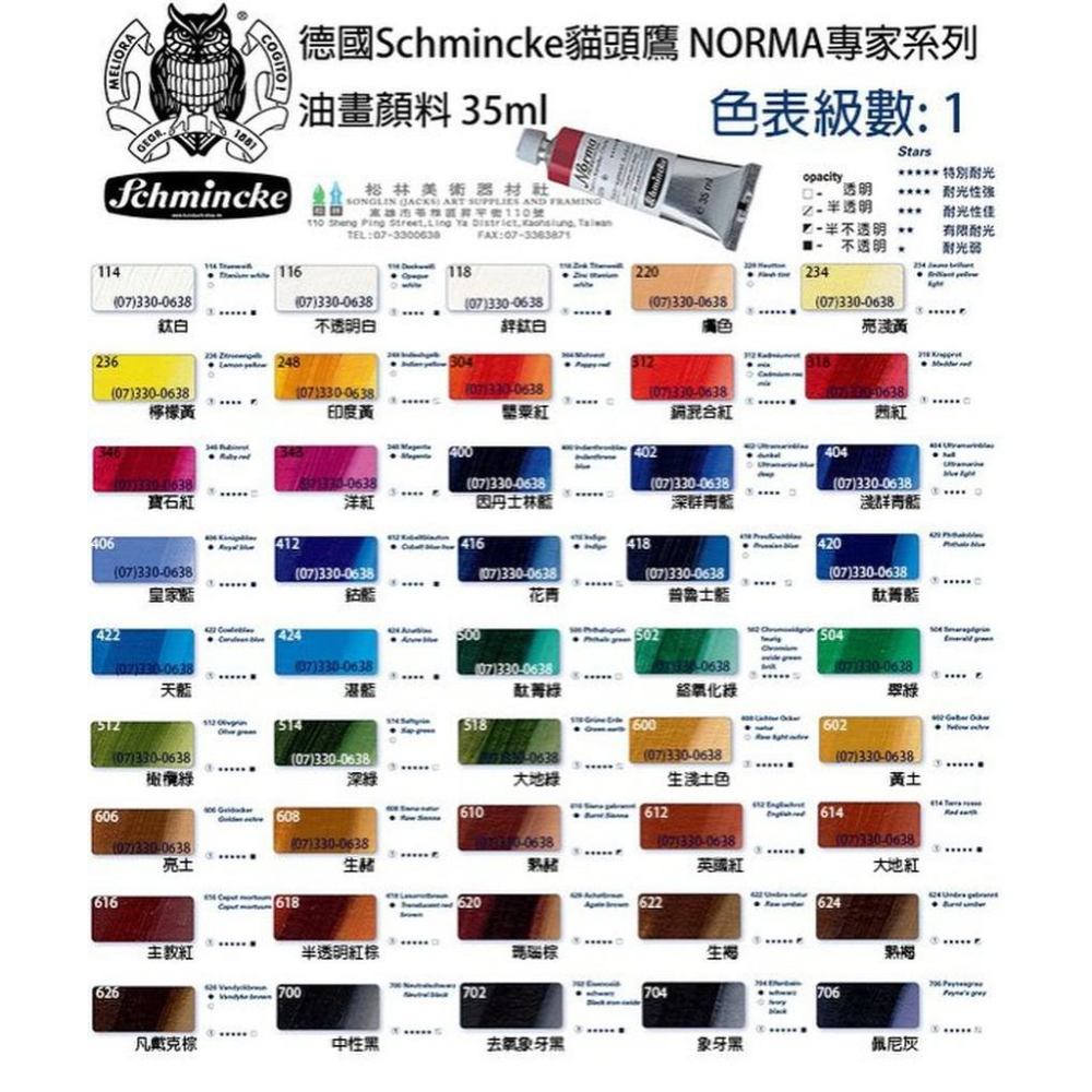 Schmincke德國貓頭鷹NORMA專家級油畫顏料35ml-級數1 售價為單色價格售完為止-細節圖3