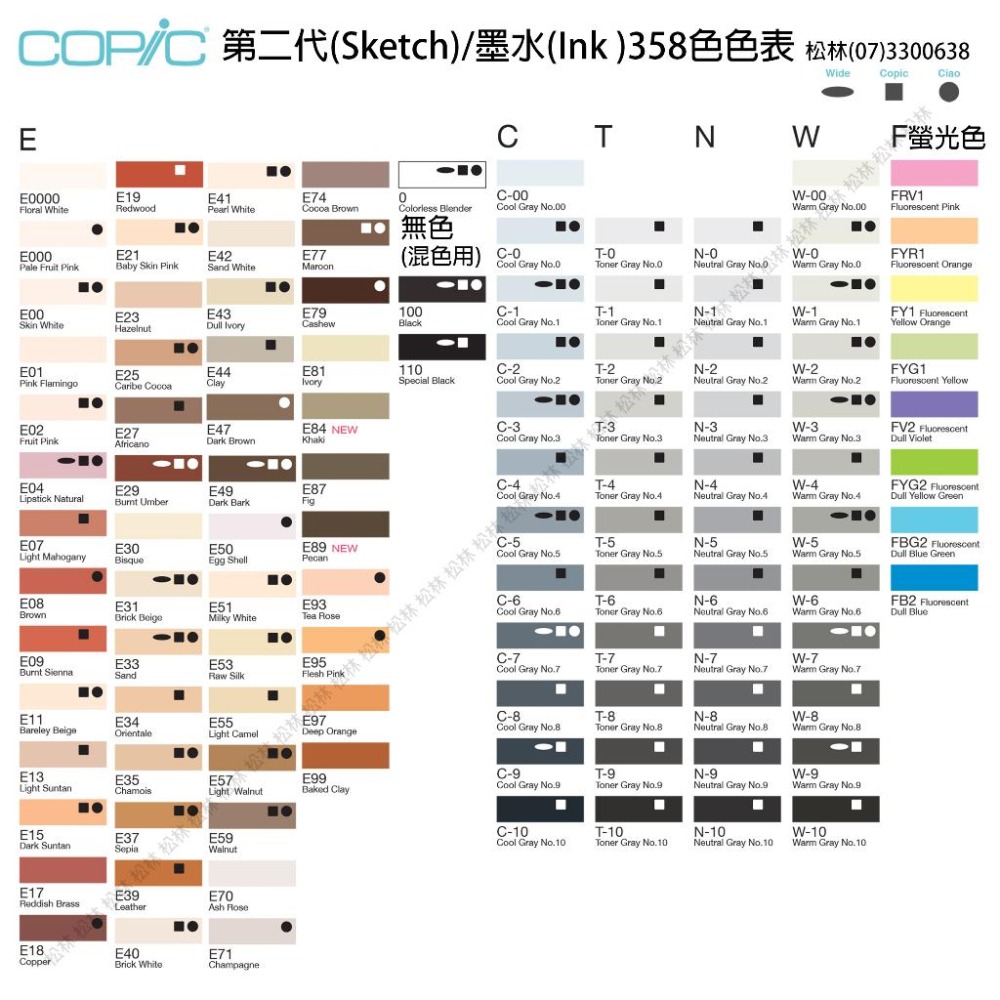 松林 日本Copic ink copic麥克筆墨水 酒精墨水 alcohol ink 12ML 25ML copic墨水-細節圖2