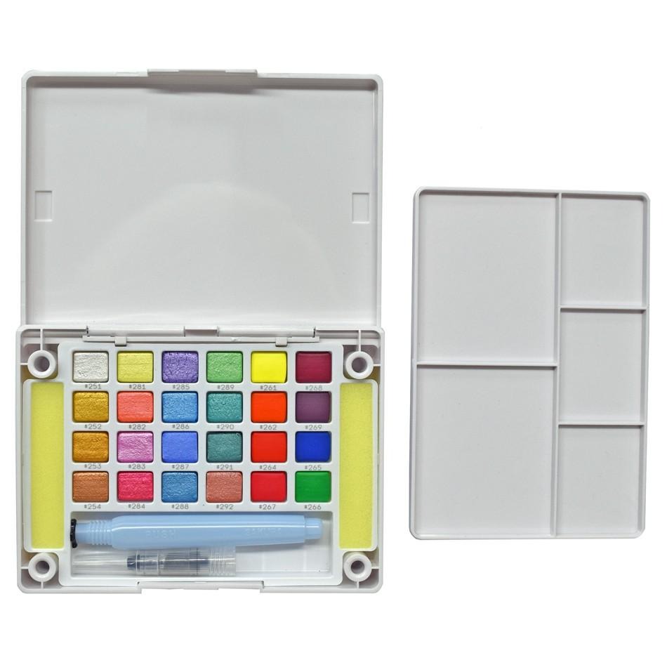 Sukura KOI 櫻花牌 塊狀水彩 特殊色螢光色系金屬色系 夢幻的珍珠色系,CAC創意藝術色彩 12色/24色 套裝-細節圖6