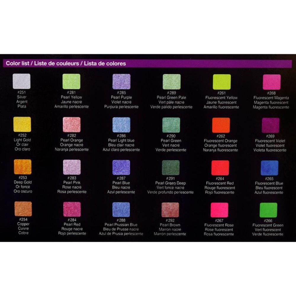 Sukura KOI 櫻花牌 塊狀水彩 特殊色螢光色系金屬色系 夢幻的珍珠色系,CAC創意藝術色彩 12色/24色 套裝-細節圖8