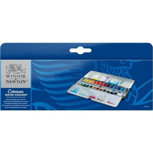 Windsor newton 牛頓 學生級 塊狀水彩 24色 鐵盒 #0390645