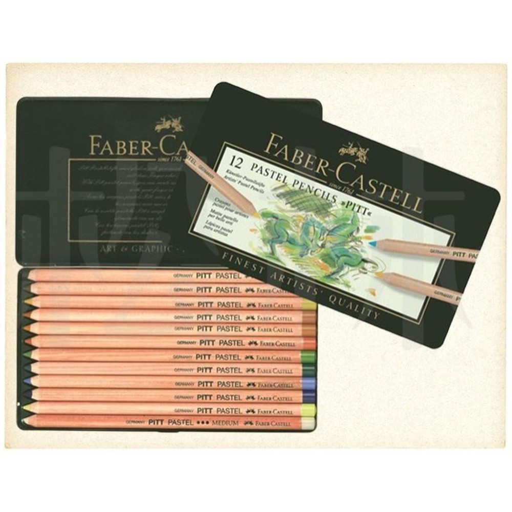 松林特價_ 輝柏Faber Castell PITT藝術家級綠盒粉彩色鉛筆12色112112Pastel Pencils-細節圖2