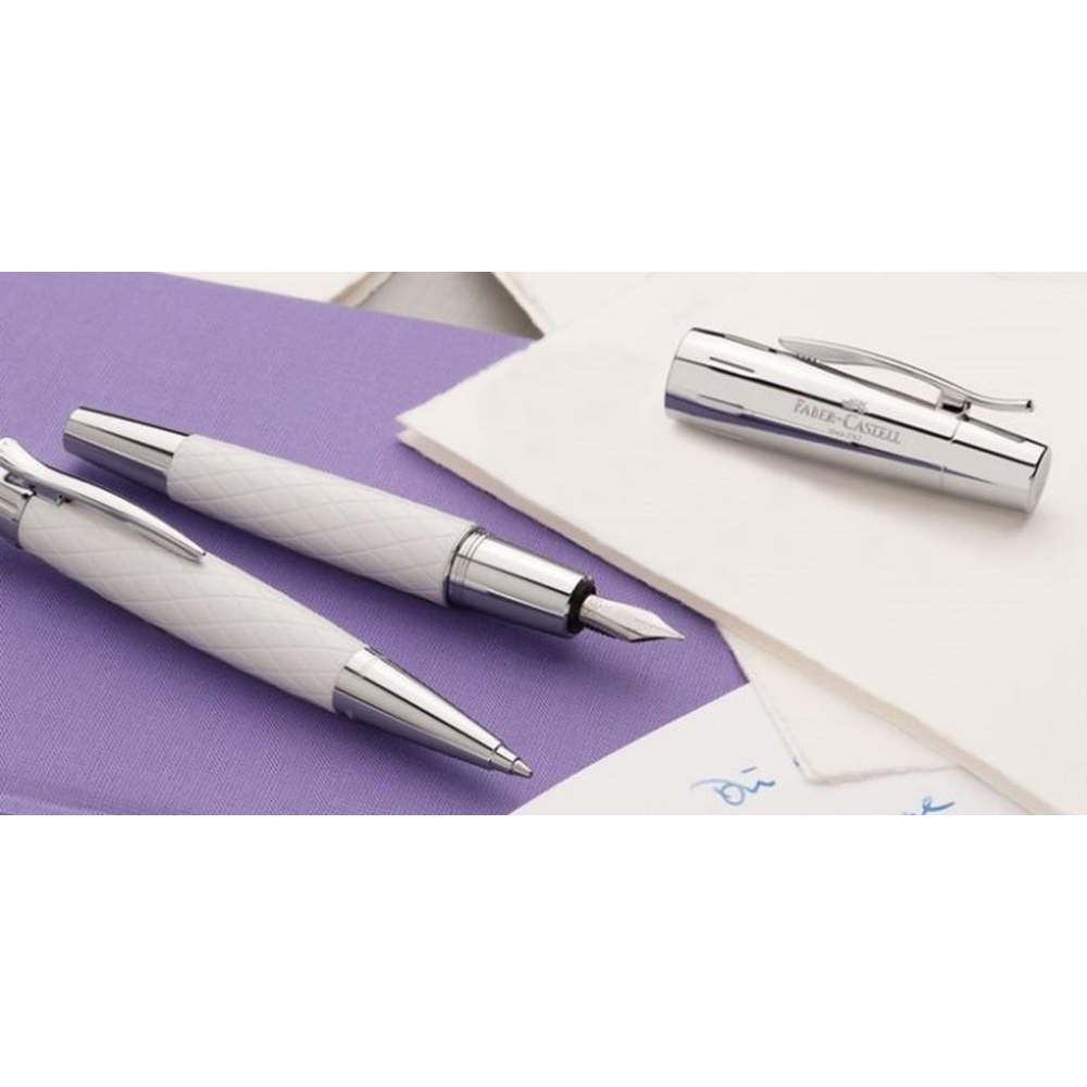 輝柏 Faber Castell  E-MOTION天然樹脂雕紋白色菱格紋系列-1.4mm旋轉鉛筆-138556-細節圖2