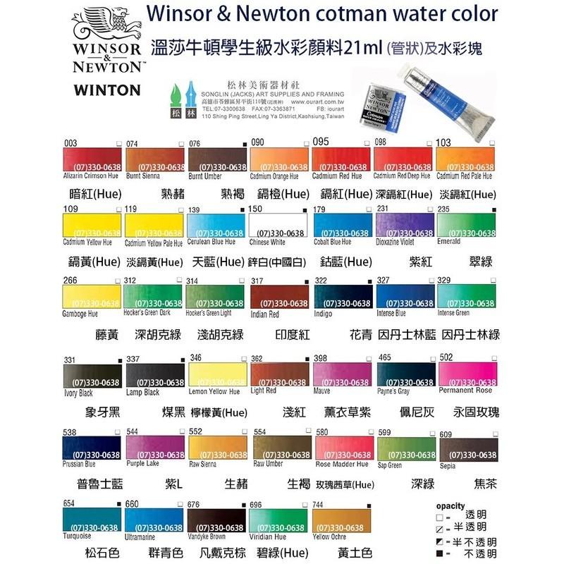 松林 英國Winsor Newton溫莎牛頓 塊狀水彩 共40色 自選色-細節圖3