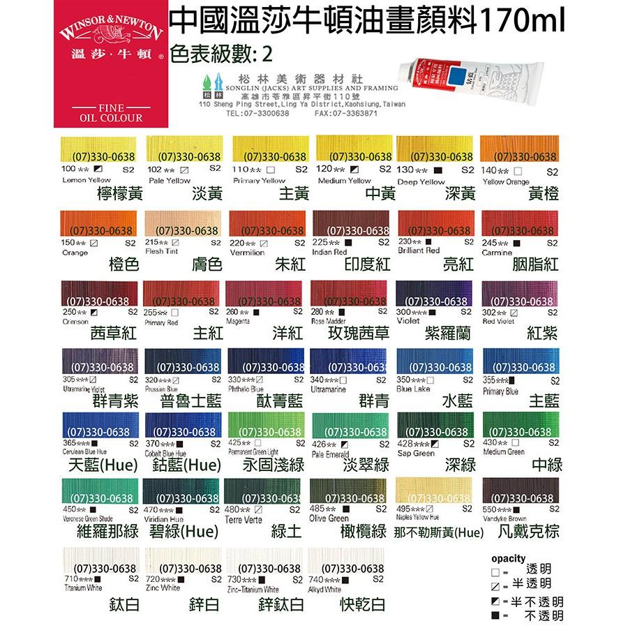 中國溫莎牛頓油畫顏料1級+2級  170ml 普通色 共53色 單支 (不包含金色和銀色)-細節圖4